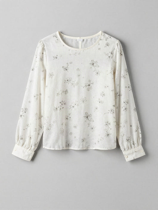 Freja bluse med blomsterprint – Hvid med print