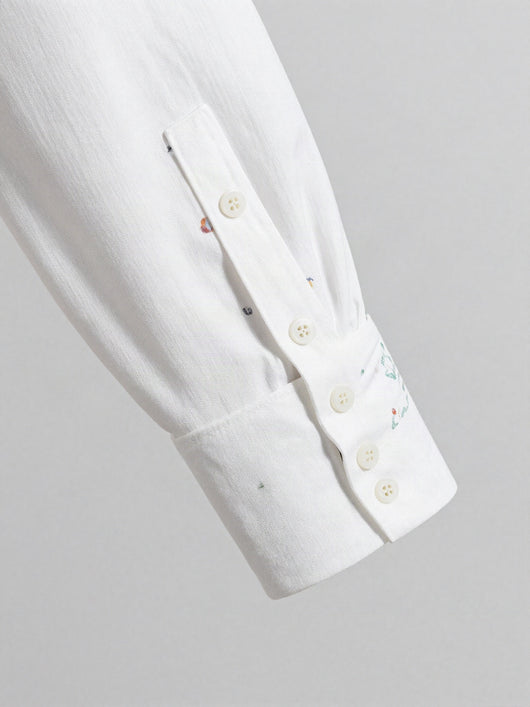 Freja bluse med blomsterprint – Hvid med print
