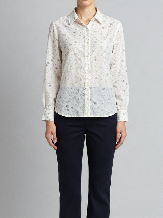 Freja bluse med blomsterprint – Hvid med print