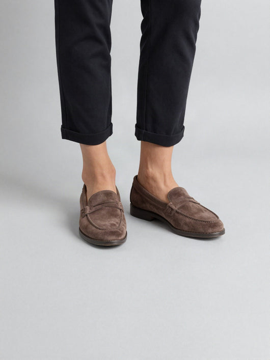 Signe loafer i ruskindslook – Mokka