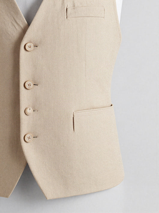 Liv sæt i hørlook — vest og bukser – Beige