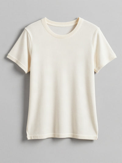 Astrid T-shirt i vaffelstrik – Cremehvid