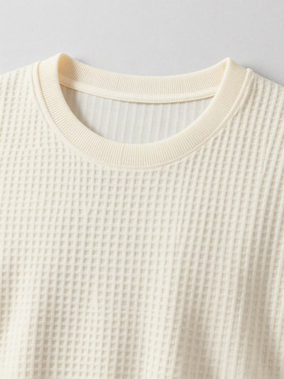 Astrid T-shirt i vaffelstrik – Cremehvid